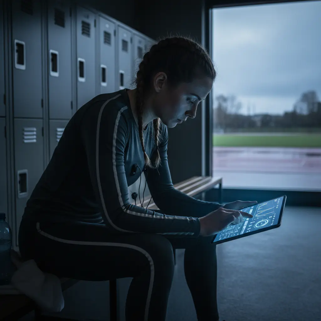 Athlete reviewing performance data